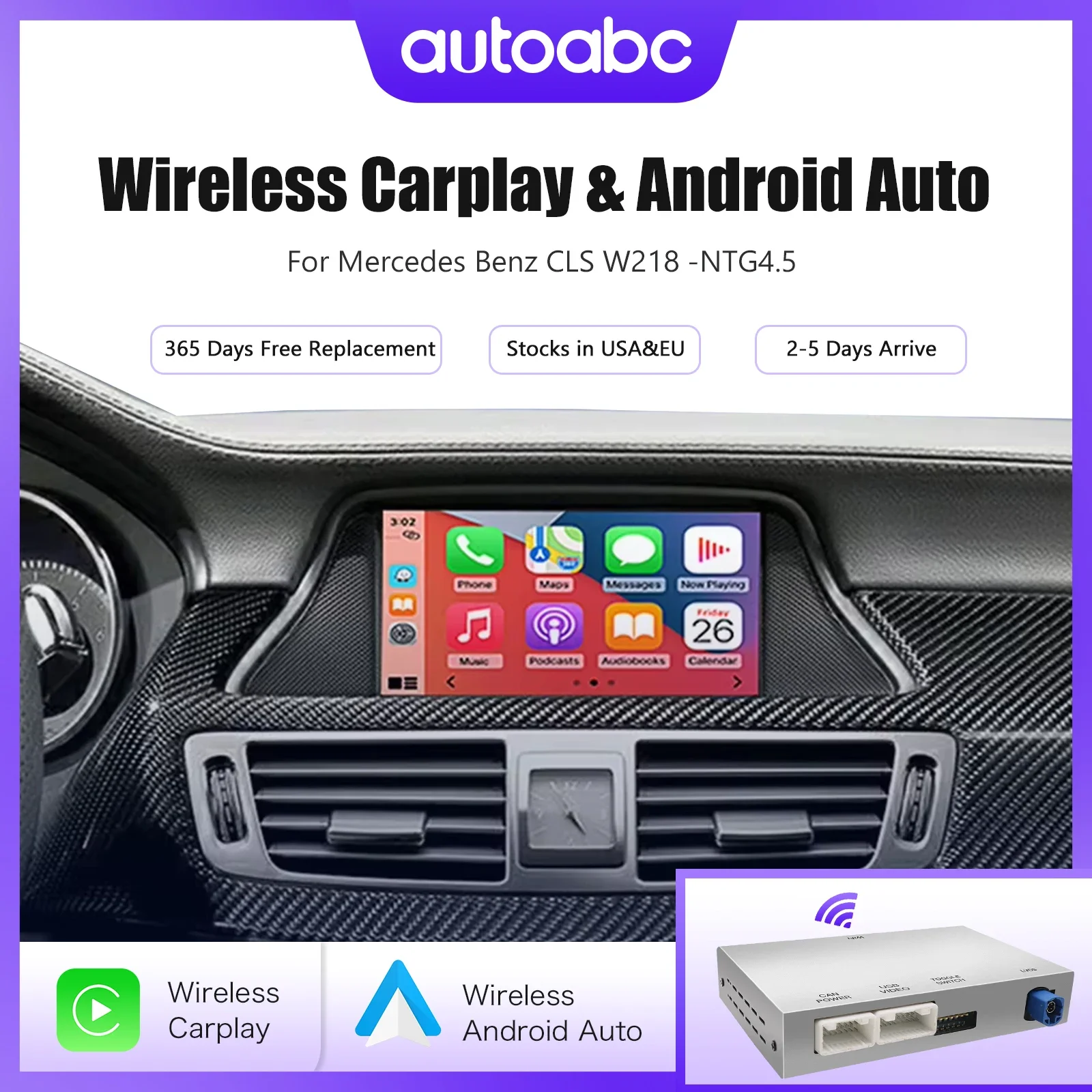 

Wireless CarPlay for Mercedes Benz CLS W218 2011-2015 NTG4.5/4.7 Con Android Auto Mirror Link AirPlay Bluetooth Siri Voice USB