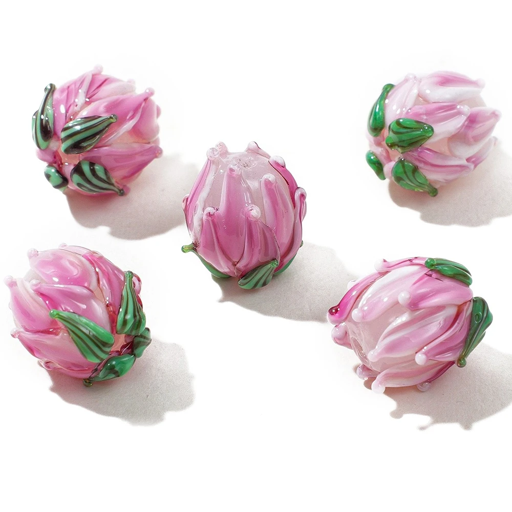 15MM Hand-Painted Tulip Glass Beads Multicolored Flower Scattered Beads DIY Jewelry Making Necklace Bracelet Vintage Beads