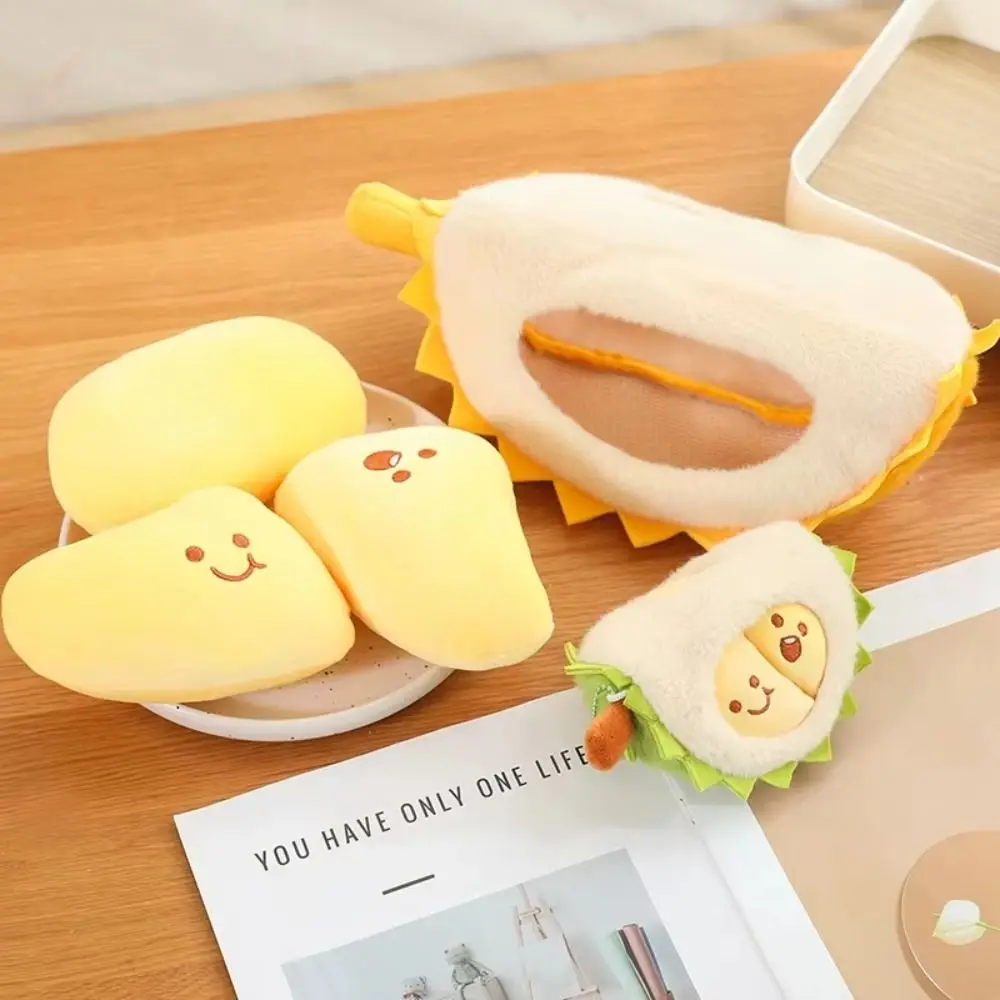 Collezione portachiavi in peluche Durian staccabile Frutta soffice Durian Peluche Cuscino Placare Cartoon Peeling Durian Peluche Doll