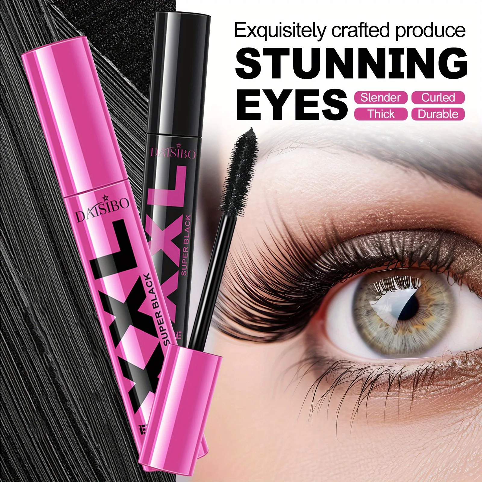 Mascara volumizzante Nessuna sbavatura Nessuna rimozione del trucco Allungamento Ispessimento Mascara nero arricciante a lunga durata per tutti i tipi di pelle