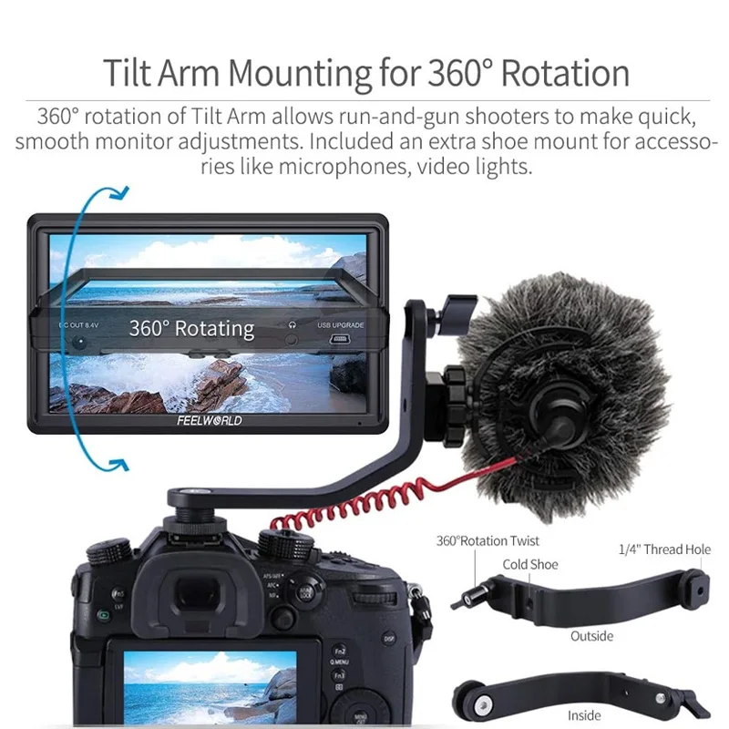 FEELWORLD S55V3 6 Inch Photography Camera 4K Field Monitor HDMI Full HD Video Peaking Focus for Mirrorless DSLR SONY Canon Nikon