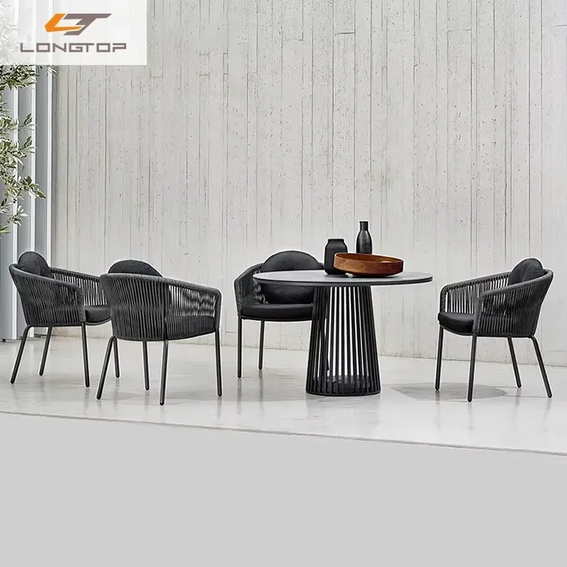 Patio Rattan Outdoor Furniture Round Dining Chairs Garden Sets Outdoor Table Rattan / Wicker Kitchen Modern for 4 People Park
