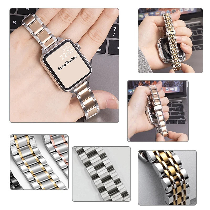 Cinturino in metallo compatibile con Apple Watch Series 11/10/9/8/7/Ultra/SE Bracciale in acciaio inossidabile per Garmin Lily 2 (attivo/classico)