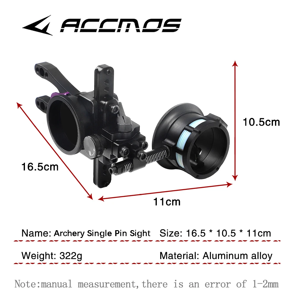 Imagem -05 - Tiro com Arco Única Agulha Vista Haste Longa Polia Composta Arco Objetivo Escopo Fino Ajustável Liga de Alumínio Acessórios de Tiro