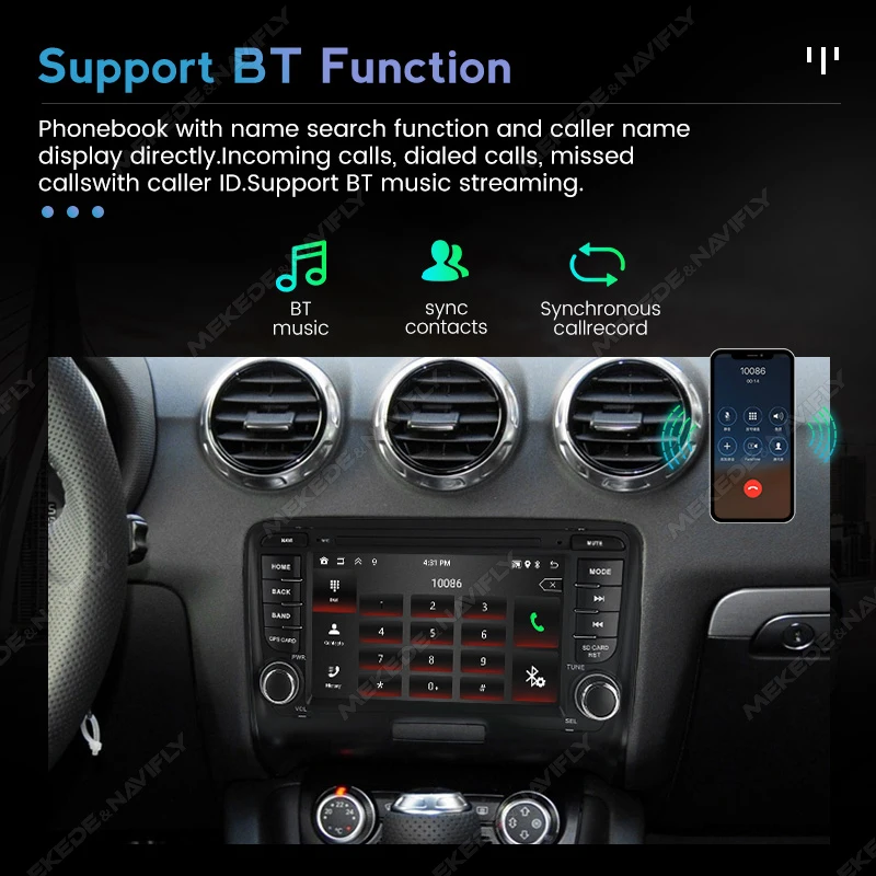 MEKEDE 7 inch HD Touch screen For Audi TT MK2 8J 2006 - 2014 Car Stereo Radio Android Auto Carplay Audio 2 din Receiver WIFI