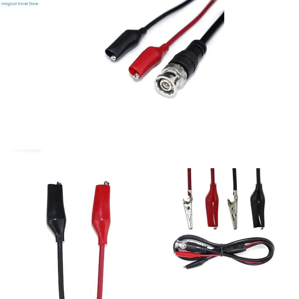 N2UB BNC to Double Alligators Clip Test Cable with Silicone Insulation for Electronic Testing Tools