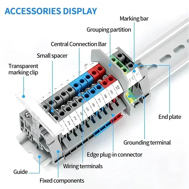 20/50/100 Stück UK 2,5 Klemmenblock UK2.5B Schraubverbindung Verbindungsleiste 2,5B 2,5 mm2 Kabel Elektrischer DIN-Schienen-Drahtverbinder