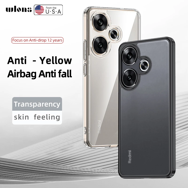 Matte Frosted & Transparent ice Crystal Shockproof Case for Xiaomi Redmi Turbo 3 Rugged Protective Armor Cover for Poco F6 Case