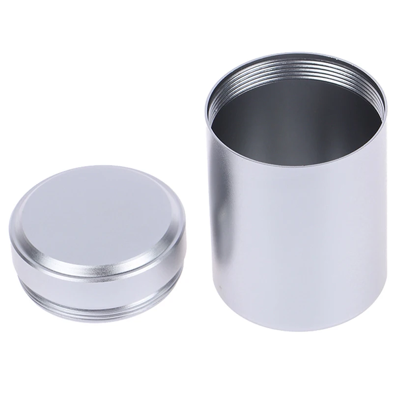 1pc Metal Sealed Can Tea Jar Travel Tea Caddy Aluminum Alloy Portable Airtight Storage Can Smell Proof Container Box 2.55*1.77in