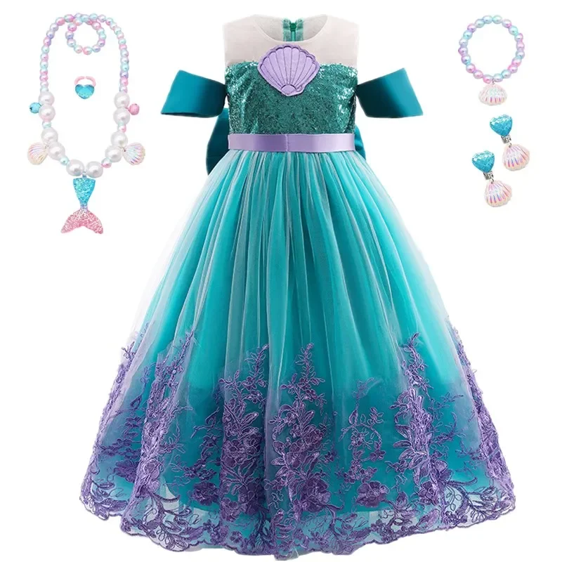 Fancy Mermaid Costume for Girls Cosplay  Ariel Princess Birthday Princess Girl Dress Halloween Carnival Party Mermaids Dresses