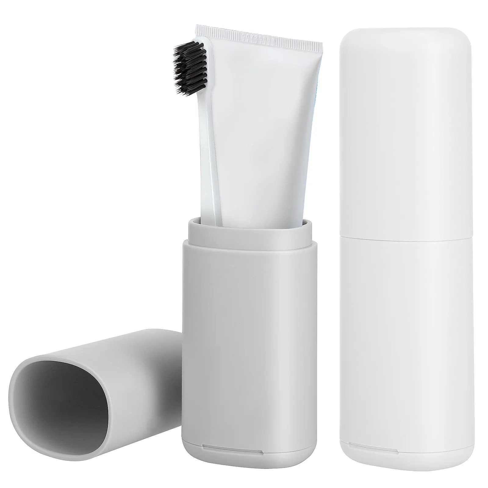 

2 шт. портативных футляра для зубных щеток, компактный легкий контейнер для зубной пасты, дорожные аксессуары, надежное хранение