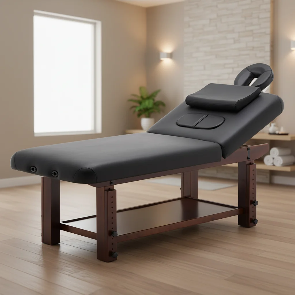 

Wood Massage Table, Solid Wood High-density Sponge Salon Bed, Multi-function Portable Spa Bed for Facial Beauty Tattoo Eyelash