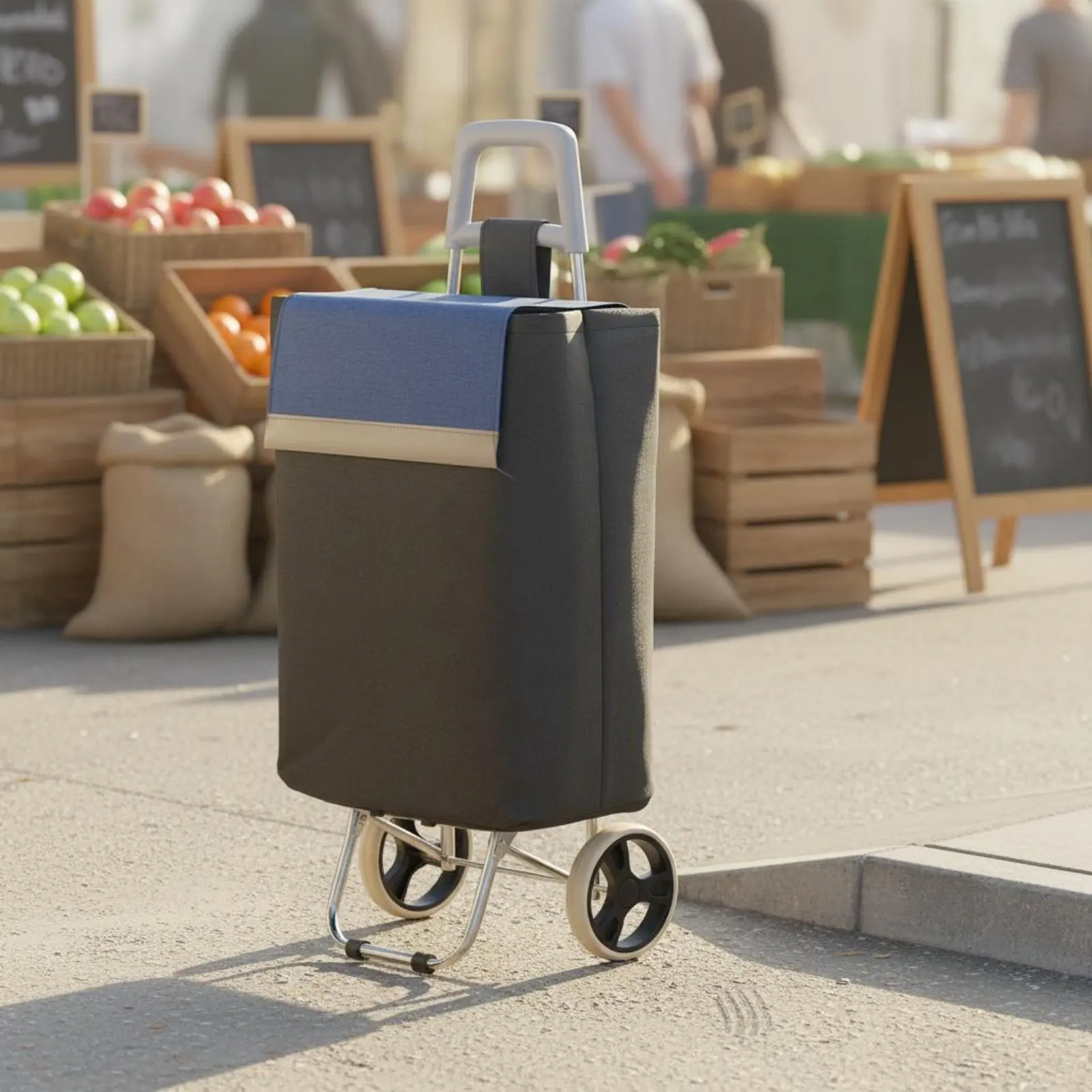 Foldable Shopping Cart Lightweight Foldable Trolley Cart Wheeled Grocery Bag Large Capacity Foldable Utility Wheeled Carrier