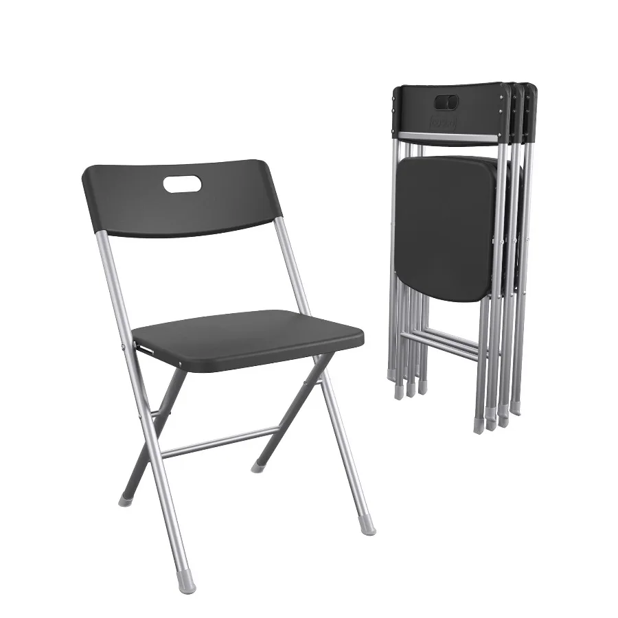 Mainstays 4‑Pack Black Resin Folding Chairs Portable Foldable Guest Chairs for Home Party Banquet Indoor Outdoor Events