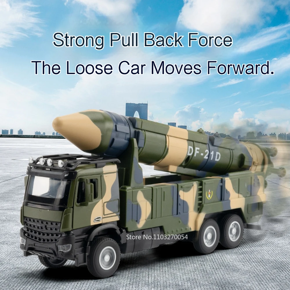 1/35スケール DF-21D ミサイルカー モデル玩具 ダイキャスト合金ミサイル車両 サウンドライト プルバック式 おもちゃ 誕生日プレゼント 子供向け