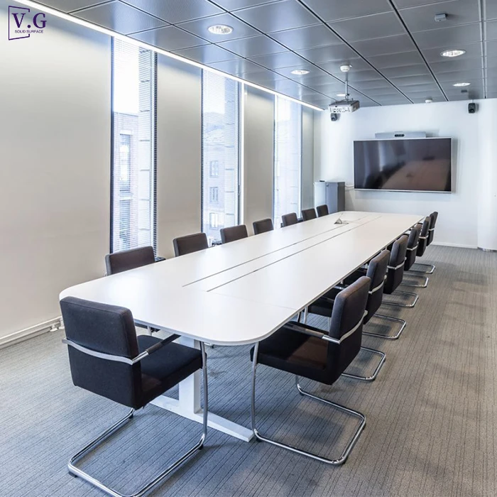 High Quality Boardroom Table And Chairs Custom White Corian Long Boardroom Table Modern Training Table