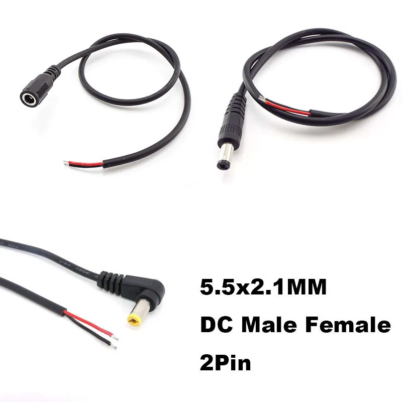 1/4x DC MALE female right angel 5.5x2.1MM 22AWG 90 degrees Power Plug supply extend Cable Charging Connector Elbow cord W28