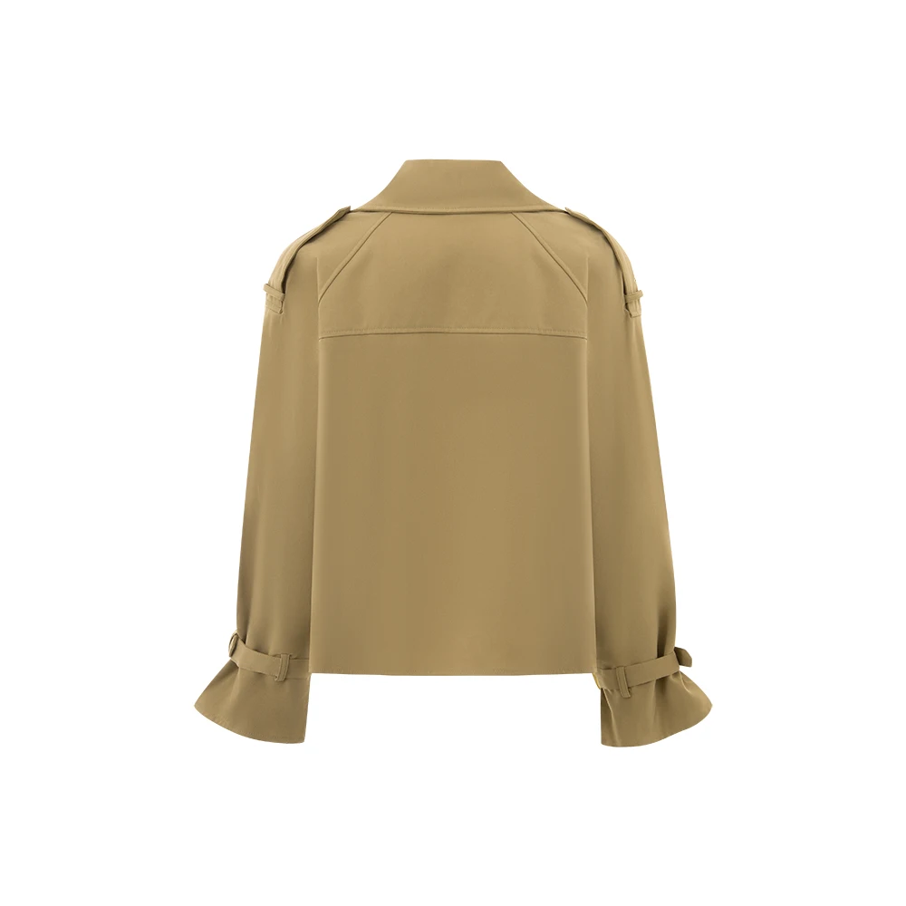 Nieuwe Stijl Damesjas Superieure Kwaliteit Korte Windjack Houden Warme Effen Kleur Turn-Down Kraag Meisje Tops Klassieke Trenchcoat