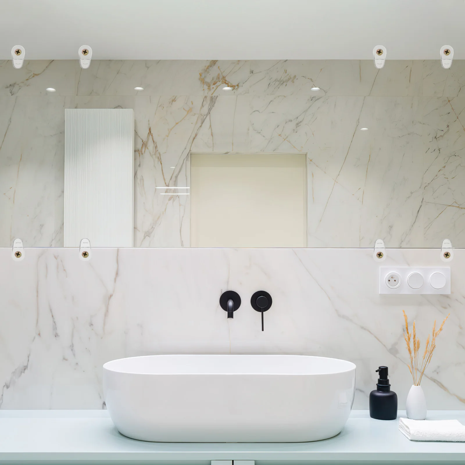 

20Pcs Mirror Holder Clips Secure Fastening for Glass Panels Acrylic Wood Surfaces Ideal for Wardrobes Closets Glass Door Fixings