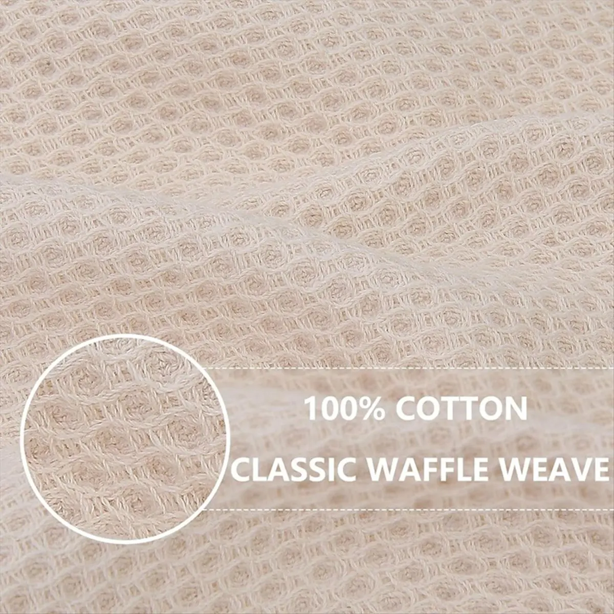 ABNH 100% Cotton Waffle-Weave Kitchen Dish Cloths, Ultra Soft Absorbent Quick Drying Dish Towels Creamy-White