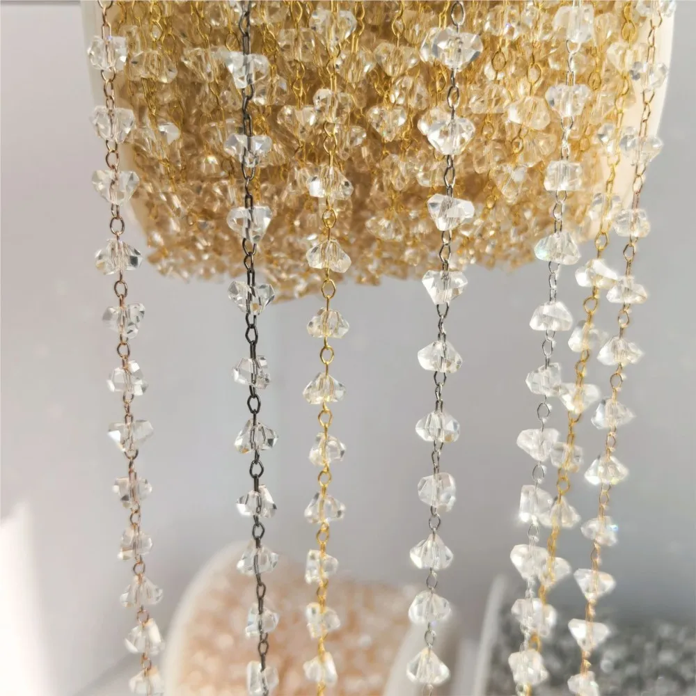 

1Meter Irregular Grave Triangle Crystal Stone Chain Transparent Beads Chains For DIY Necklace Bracelet Jewelry Making Material