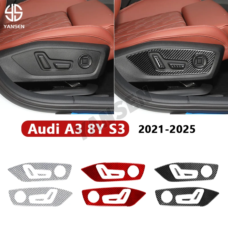 

Car Seat Adjust Button Frame Trim Cover Carbon Fiber Sticker For Audi A3 8Y S3 2021-2025 Car Accessories