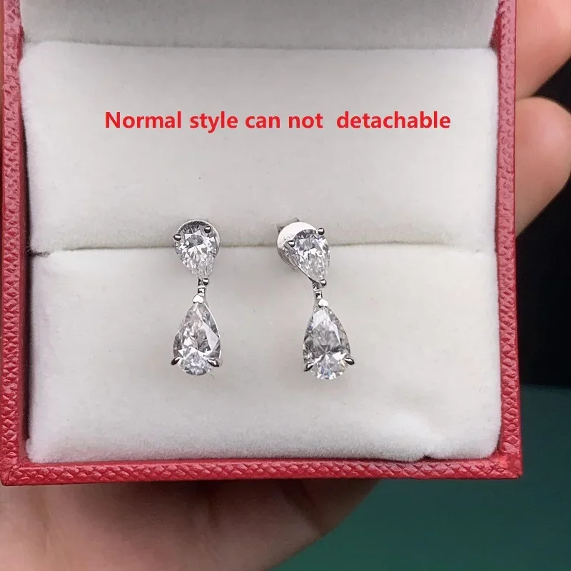 Ruif 925 Silver Pear Shape Exquisite Moissanite Stud Earings for Women 2023 Trending Korean Style Daily Office Party Jewelry