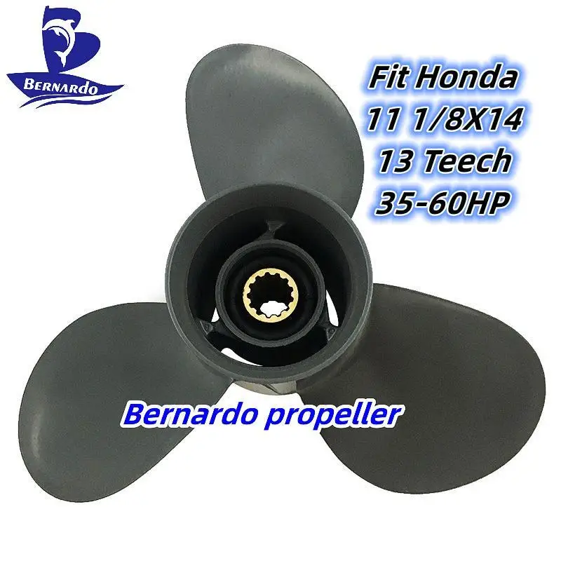 

Bernardo Boat Propeller Fit Honda 11 1/8X14 Outboard Engine 35 40 45 50 60 HP Motor Aluminum Alloy Screw 3 Blade 13 Tooth Spline