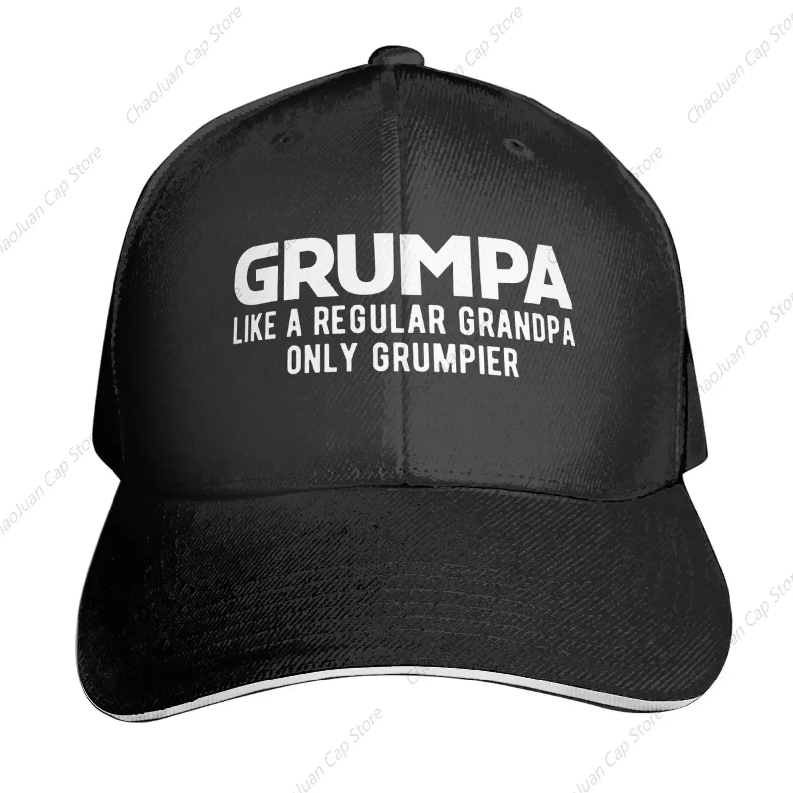 Grumpa Like Regular Grandpa Sun Hats Black Sandwich Bill Cap Adjustable Funny Trucker Hat for Women Men