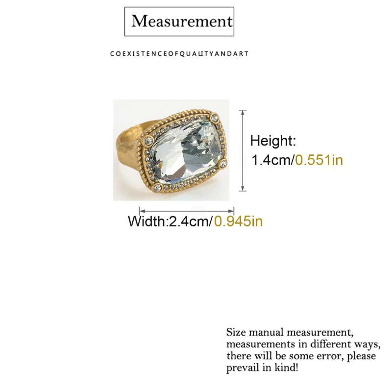 Vintage White Zircon Square Crystal Rings For Woman Adjustable Accessories Luxury Quality Finger Wedding Jewelry Accessories