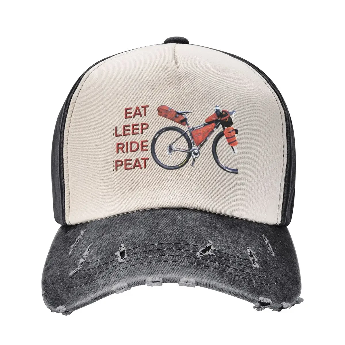 Bike Packing, eat, sleep, ride, repeat Baseball Cap Snapback Cap hiking hat hard hat Hip Hop Men's Hats Women's