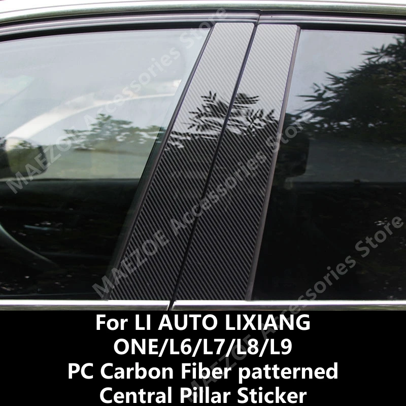 

For LI AUTO LIXIANG ONE/L6/L7/L8/L9 PC Carbon Fiber patterned Central Pillar Sticker,Car Exterior Protection Accessories Refit