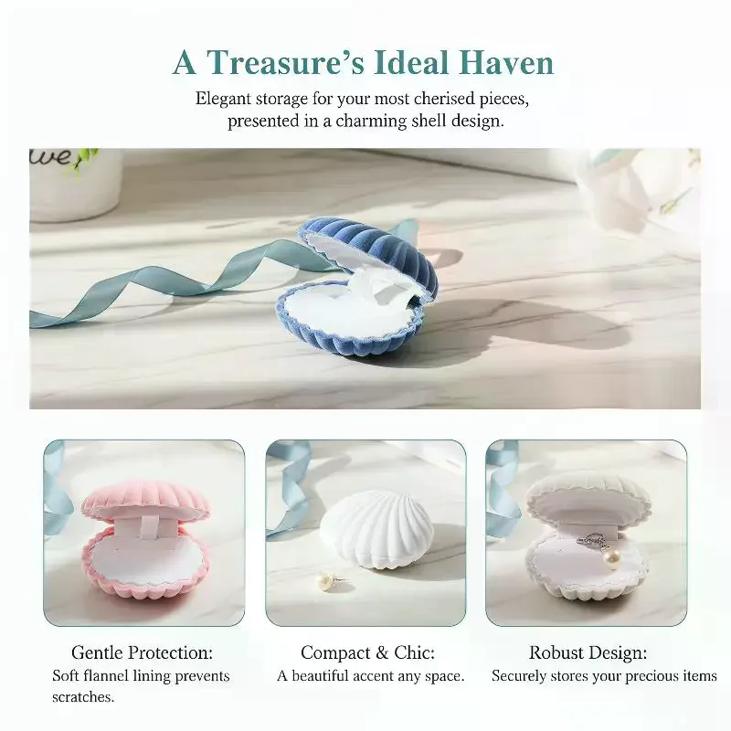 Shell Crown Star Flocked Jewelry Box Adorable Shaped Small Storage Case for Rings Necklaces Perfect Valentine's Day Gift for Her