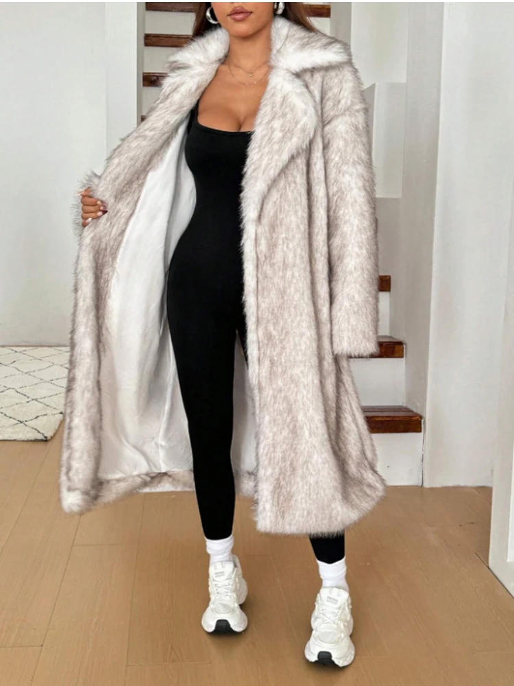Zadorin 115cm longo casaco de pele de raposa do falso mulher alta rua quente jaqueta peluda casacos de pele do falso mulher roupas de inverno casaco de pele branca do falso