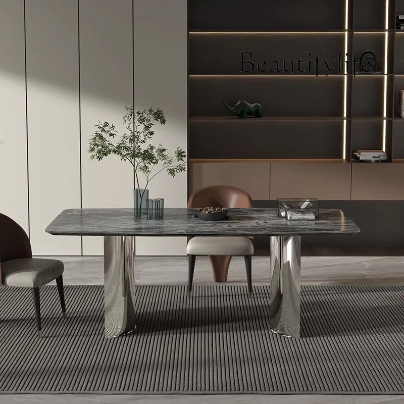 Light luxury marble dining table Household luxury dining table and chairs Large flat high-end dining table can be customized