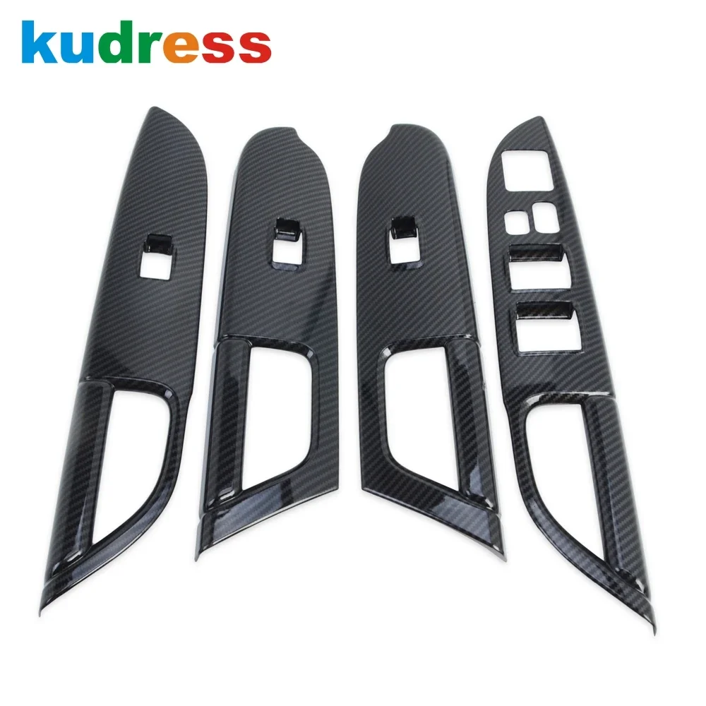 For Mitsubishi ASX 2011-2022 2023 2024 Carbon Car Door Armrest Window Lift Switch Button Panel Cover Trim Interior Accessories
