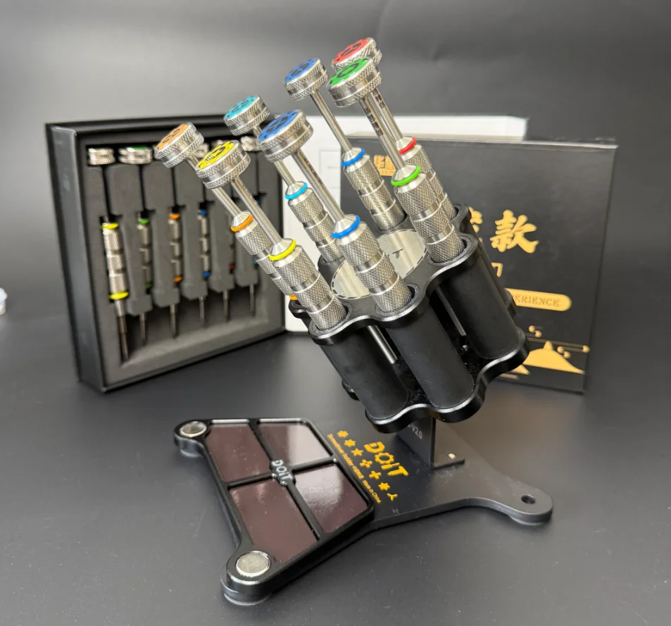 DOIT 360° Rotating Mounting Base 9-Hole Screwdriver Holder with Magnetic Screw Absorption Pad Combination