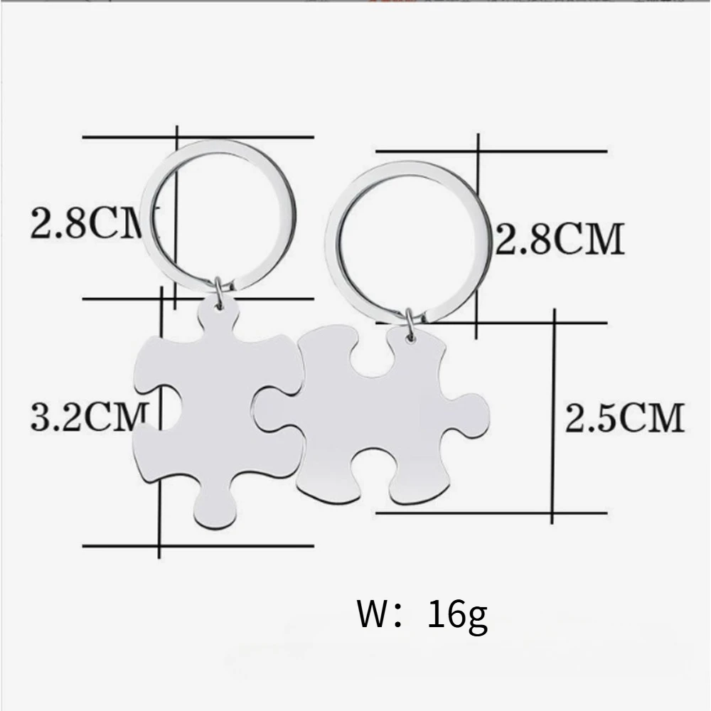1 Paar personalisierte Puzzle-Schlüsselanhänger aus Edelstahl, kreativer Schlüsselanhänger, Schmuck für Bruder, Schwestern, Paare, Jahrestagsgeschenk – Detail 6