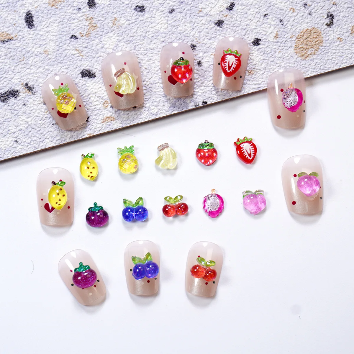 

50Pcs, Cartoon Cute Fruit, Banana Strawberry Cherry, Resin, DIY, Wear Nail Accessories, Accessories Accessories