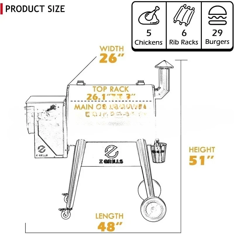 Upgrade 8 In 1 Wood Pellet Grill & Smoker For Outdoor Cooking, BBQ Grill With Controller, LCD Screen, 697 Sq, Rain Cover