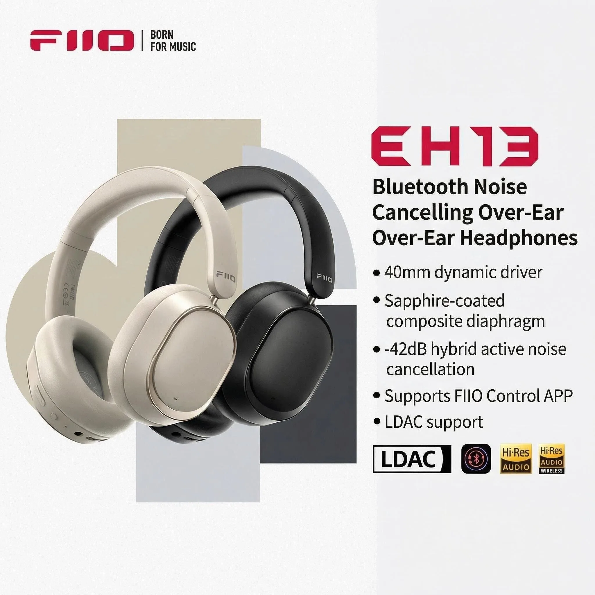 

Беспроводные Bluetooth-наушники FiiO EH13 с шумоподавлением, гибридные игровые наушники с активным шумоподавлением (ANC), 45 часов работы