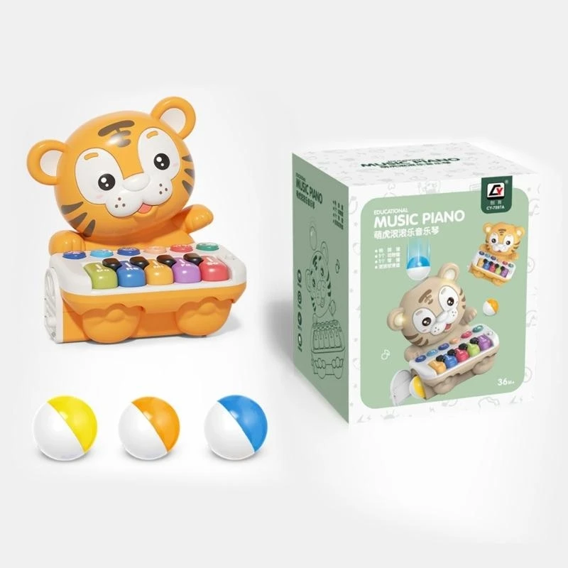 Kids Multifuction Improve Intellgence Musical Piano Toy for Baby Keyboard Toy Game Tiger-shape 15UB
