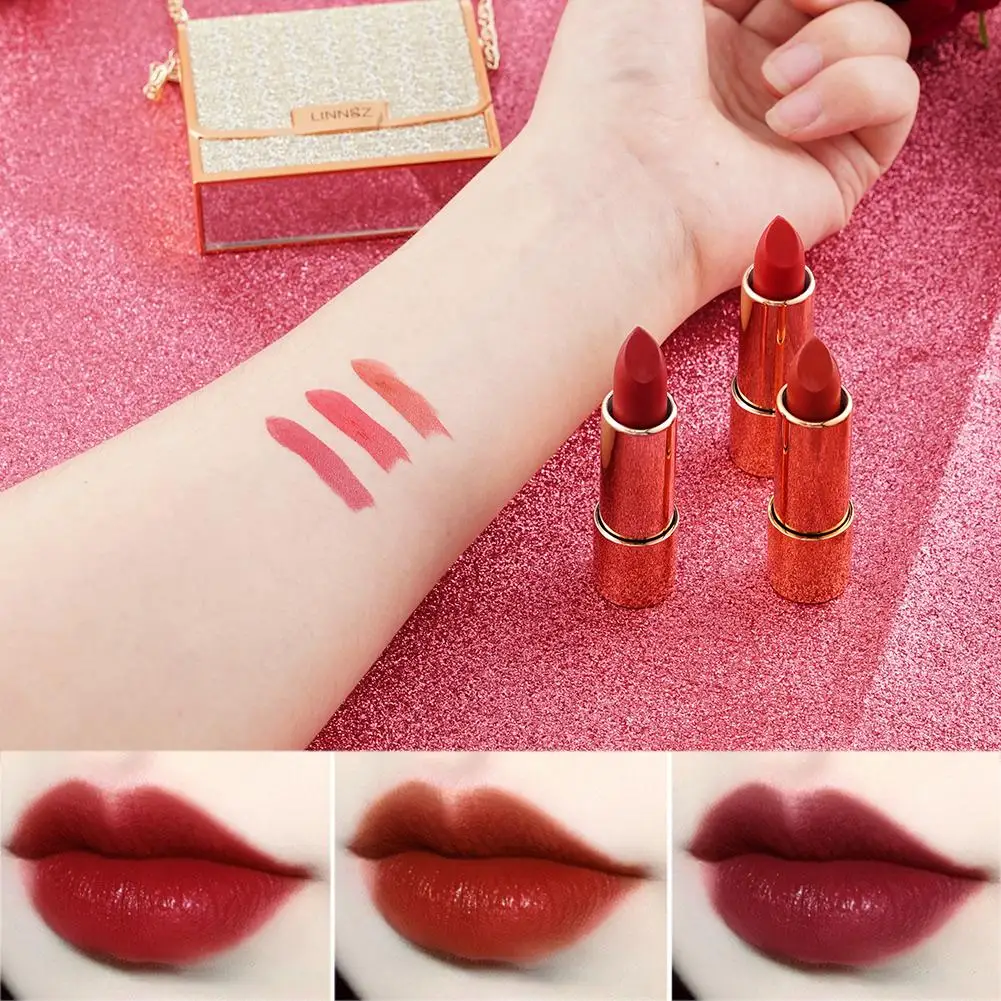 4 Pcs/Set Matte Shimmering Velvet Lipstick Long Lasting Gift Make Creative Bag Chain Lipstick Set Engraved Up Fashion U2Q8