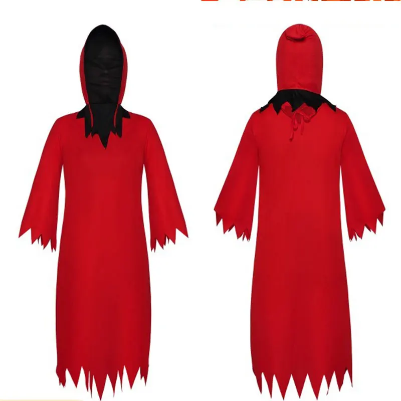 Halloween Cosplay Red Devil Costume Suit Women Dress Demonic Terror Party Death Cosplays Jumpsuits Hood Suits for Adult