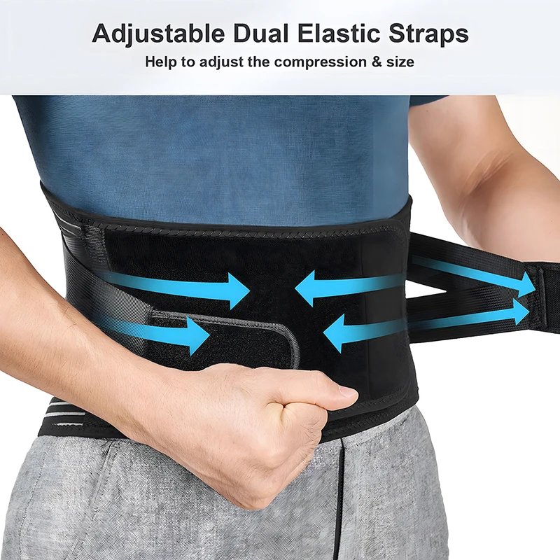 Lumbar Support Belt with Inflatable Pad Relieve Waist Pain Dual Adjustable Support Straps Lower Back Brace for Herniated Disc