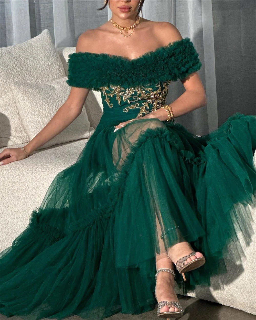 Customized Ball Exquisite Off-the-shoulder Sheath Quinceanera Celebrity Flowers SequinFold Draped S Prom Dresses Robe De Soirée 