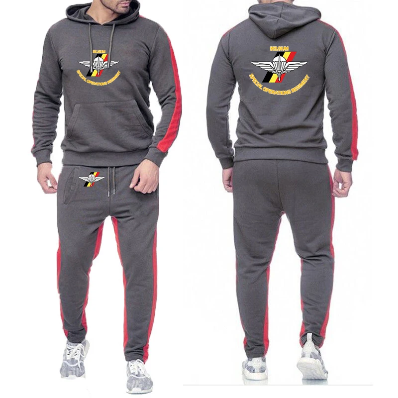 Belgium Special Forces Special Operations Regiment Logo Print 2026 Spring Autumn Men's Premium Solid Color Hoodies Pants Suits