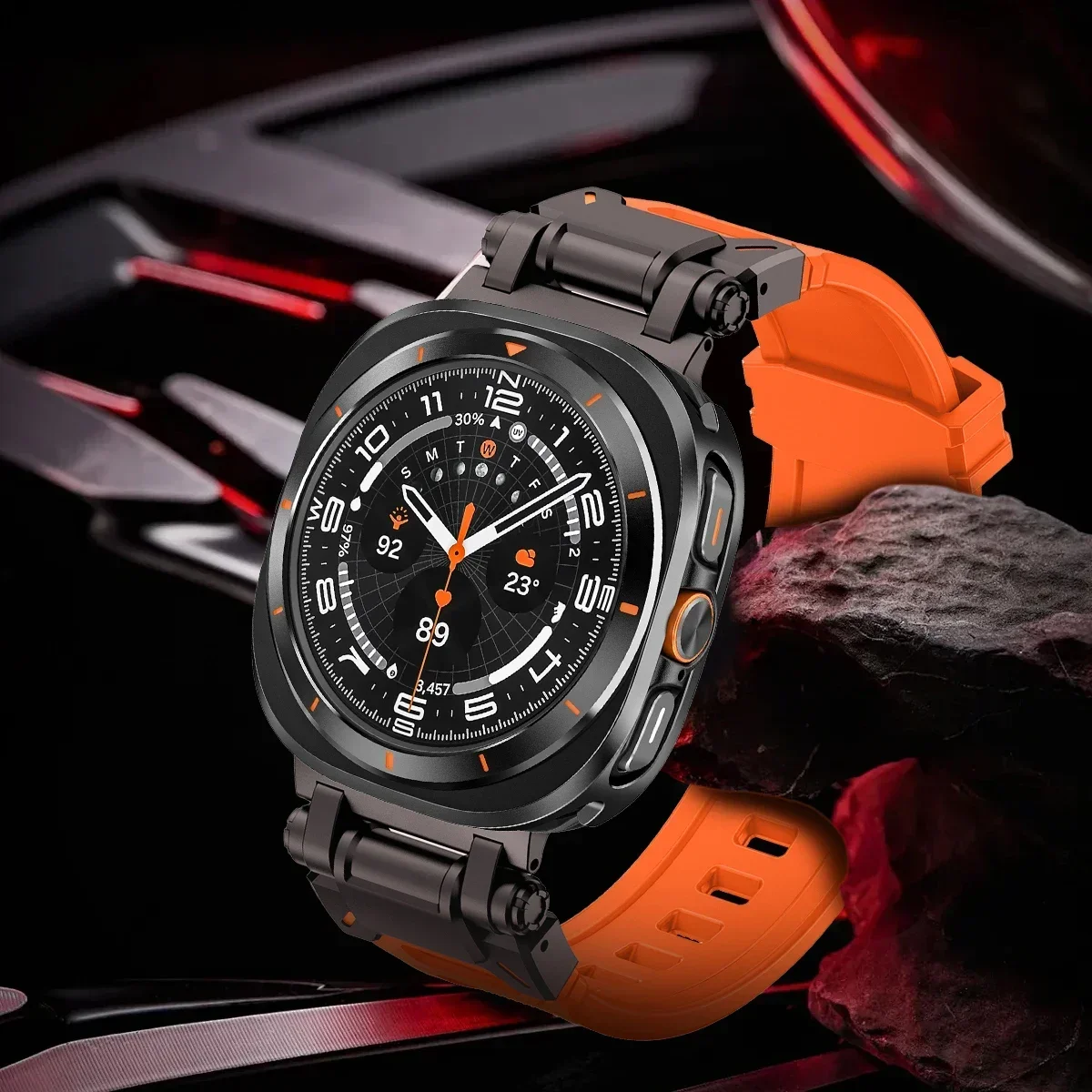 Metal Case+Silicone Strap for Samsung Galaxy Watch 7 Ultra 47mm Metal Protective Case Cover Sport Bracelet for Galaxy Ultra 47mm