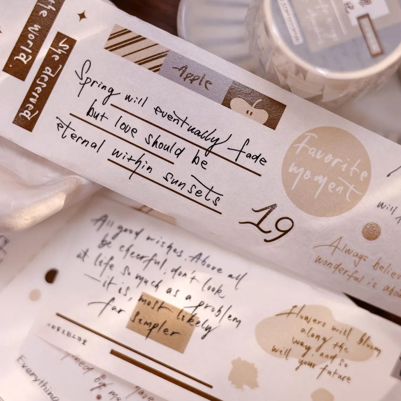 

Клейкая лента для дневника Xiaobaijia: ретро-стиль, ручной почерк, английские слова, предварительно вырезанная, из материала Washi PET