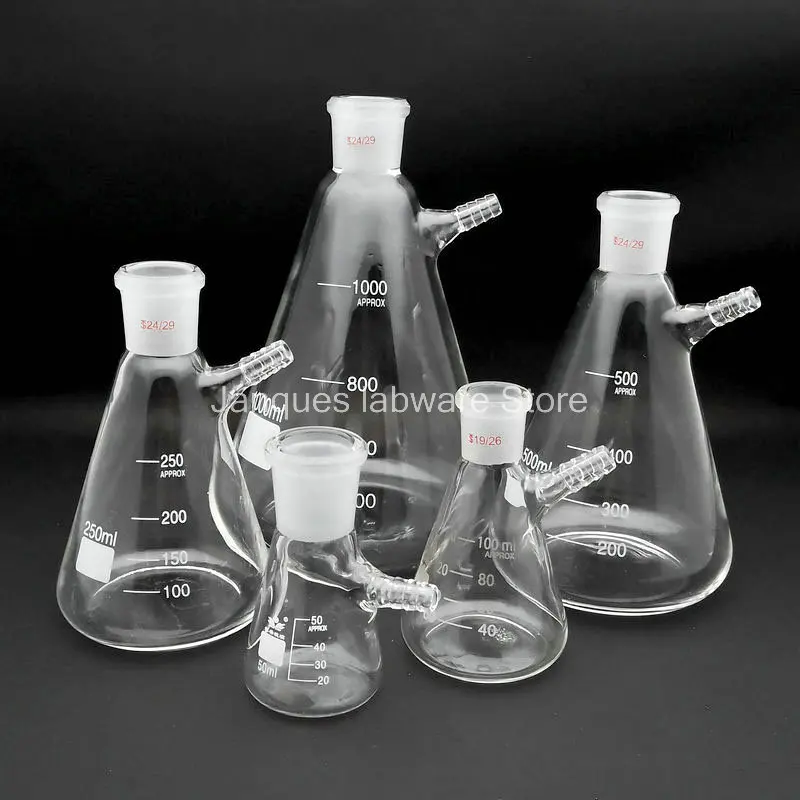 1 szt. Kolba stożkowa szklana o pojemności od 50ml do 2000ml z dysza filtra ssącą laboratoryjną butelką z filtr na usta